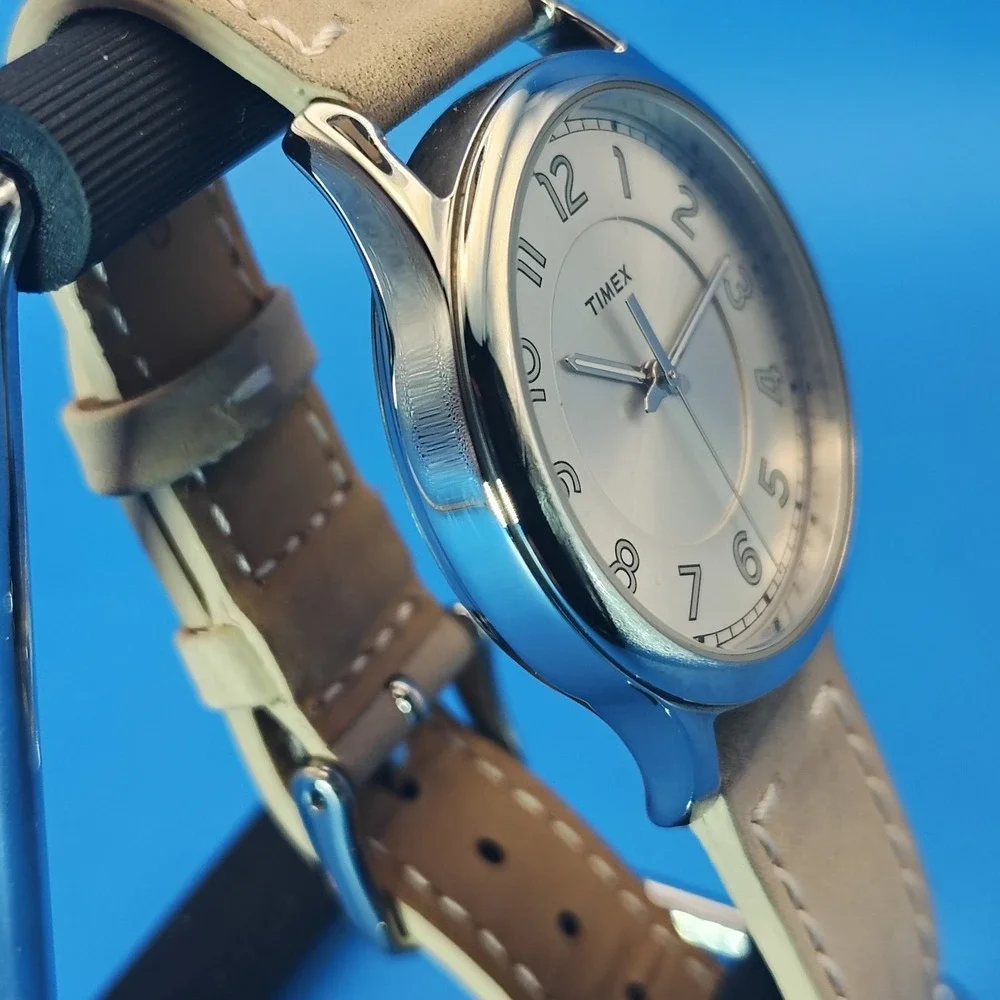 2020 Timex Elegance 35mm‎ Women's Quartz Watch Silver Dial Fully Restored